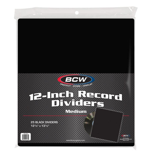 BCW Medium Black 12-Inch Record Dividers 25pz