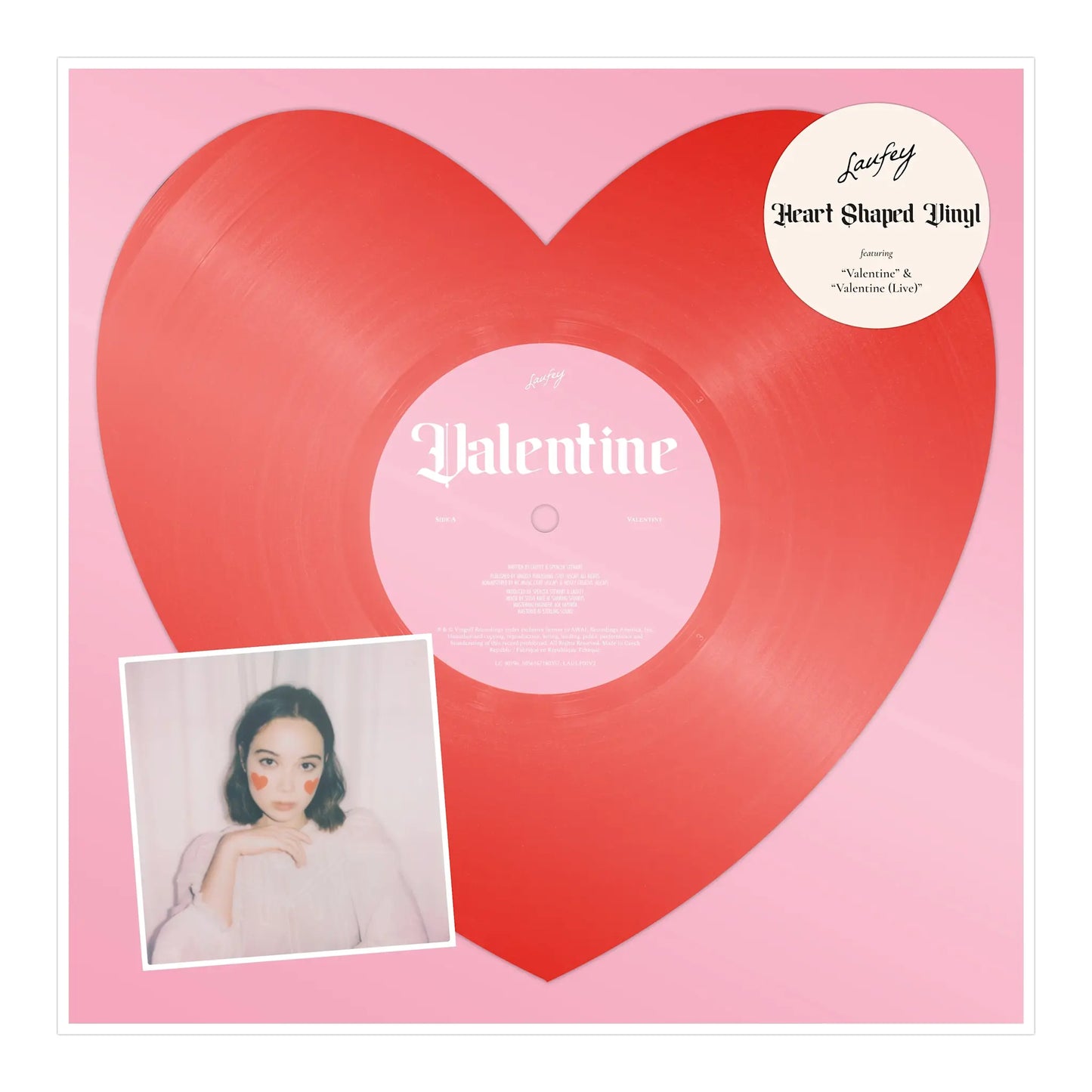 Laufey - Valentine [12''] (Red Heart Shaped Vinyl, exclusive photo card, foil numbering, indie-exclusive)