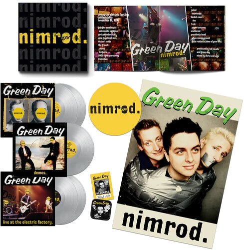 Green Day - Nimrod (5LP Silver Vinyl, 25th Anniversary Edition, unreleased tracks, 20 page 12x12 book, poster, patch, exclusive slipmat, backstage pass, numbered/limited, indie-retail exclusive)